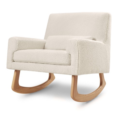 April Ivory Velvet Fabric Upholstered Glider Rocker,nursery Rocking Chair,with  High Backrest Mid Century Rocking Chair-maison Boucle‎ : Target