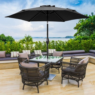 Sonkuki 7.5 ft Patio Market Crank and Tilt Umbrellas,  UV-Resistant Canopy