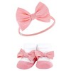 Hudson Baby Infant Girl Headband and Socks Giftset, Pink Floral Chambray, One Size - 3 of 4