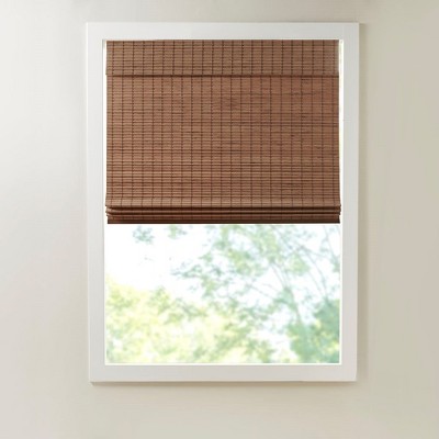 Vynxaria 27"Wx64"L Bamboo Light Filtering Roman Shade,Teak(Only 1 PC)