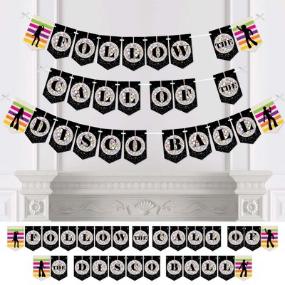 Big Dot of Happiness 70's Disco - 1970s Party Bunting Banner - Disco Fever Party Decorations - Follow The Call of The Disco Ball