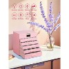 6-Layer Pink Jewelry Box with 5 Drawers & Necklace Hanger, Large Organizer Storage for Earrings and Necklaces - 4 of 4
