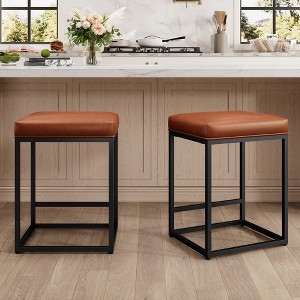 Captiva Designs 24 inch Counter Height Bar Stool with Faux Leather Cushion and Sturdy Metal Frame - 1 of 4