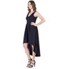Womens Sleeveless V-Neck High Low Pleated Fit N Flare Pocket Midi Dress - 24seven Comfort Apparel™ - 2 of 4