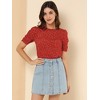 INSPIRE CHIC Women's Floral Summer Crew Neck Casual Shirred Short Sleeve Blouse - 3 of 4