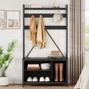Industrial Hall Tree with Bench, Coat Rack, Shoe Storage, Entryway Bench with Cubbies - 3 of 4