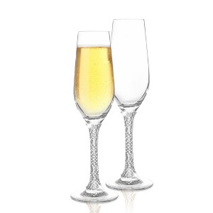 Berkware Luxurious Crystal Champagne Flutes with Elegant Rhinestone Embellished Stem - 8oz - 1 of 4