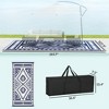 NAYSAYE Outdoor Rug Reversible Waterproof Plastic Straw Mat 9' x 18' with Carry Bag for Patio Garden and Travel, Blue and White - 3 of 4