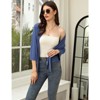 Coolmee Women's Casual 3/4 Sleeve Tie Open Front Cardigans Sheer Draped Ruffles Cardigan - 2 of 4