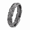 Black Bow Jewelry 4.5mm Black Plated Sterling Silver Stackable Carved Band - 3 of 4