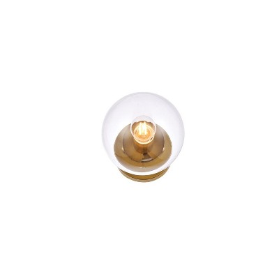 Elegant Midcentury Modern Brass Dimmable Sconce with Clear Glass