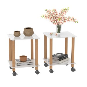 Side Table, 2-Tier Space End Table, Modern Night Stand, Sofa Table, Side Table with Storage Shelve, Multiple Color Schemes - 1 of 4