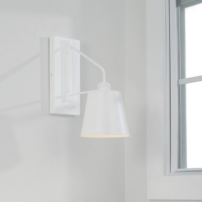 Matte White Metal Swing Arm Wall Sconce