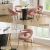 MAYEERTY Velvet Dining Chair, Curved Backrest Golden Metal Legs, Kitchen Dining Room, White - 4 of 4