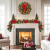 6 Feet Christmas Garland with Lights and Red Green Balls for Fireplace Stair Railing TV Stand - 2 of 4