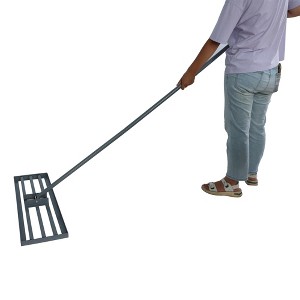 NAYSAYE Garden Cleaning Tool Lawn Leveling Rake Heavy Duty Metal Build for Backyard and Farmland, Gray, 29.3"*9.4"*79.5" - 1 of 4