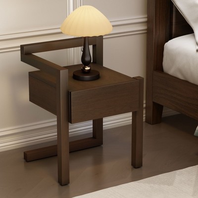 PAGED Nightstand with Storage Drawer, Modern Wooden Side Table, Bedside Storage Cabinet for Bedroom, Living Room