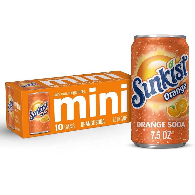 Sunkist Orange Soda - 10pk/7.5 fl oz Mini Cans, 1 of 8