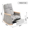 GDFStudio Morgan Modern Rubber Wood and Fabric Upholstered Rocking Chair with Footrest and Side Storage Pocket - 3 of 4