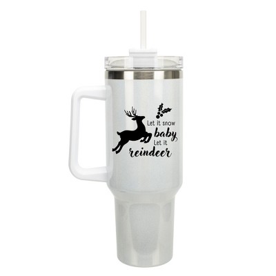 100 North Let It Snow Baby, Let It Reindeer Christmas Wrap-Around 40 Oz. Stainless Steel Water Bottle Coffee Mug, Spill & Leak Resistant, Travel