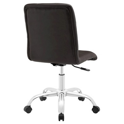 Prim Armless Brown Faux Leather Swivel Office Chair