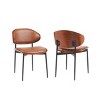 Set of 2 Mid-Century Modern Dining Chairs with Bentwood Back,PU Leather Seat & Metal Legs–The Pop Home - 2 of 4