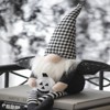 SEVOBAL Party Decorations and Accessories Handcrafted Fabric Black Gnome with Wings for Spooky Halloween Decor, Black White, 5.3"*3.5"*23.5" - 3 of 4