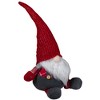 Northlight Chubby Plaid Gnome Sitting Figure Christmas Decoration - 18" - Red and Gray - 3 of 4