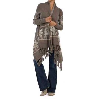 Women's Western Floral Knit Fringe Trim Cardigan - LOVESTITCH