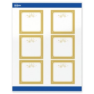 Avery Labels, 3" x 3", Gold-Metallic Ornaments, Glossy, 60ct - 1 of 4