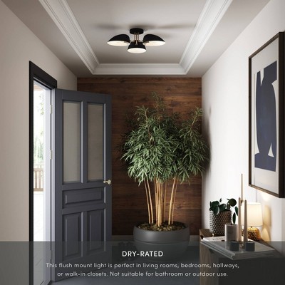 Argo Black and Brass 3-Light Semi Flush Mount Ceiling Fixture
