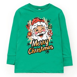 Merry Christmas Santa Wink - Youth Long Sleeve Graphic T-Shirt - 1 of 3