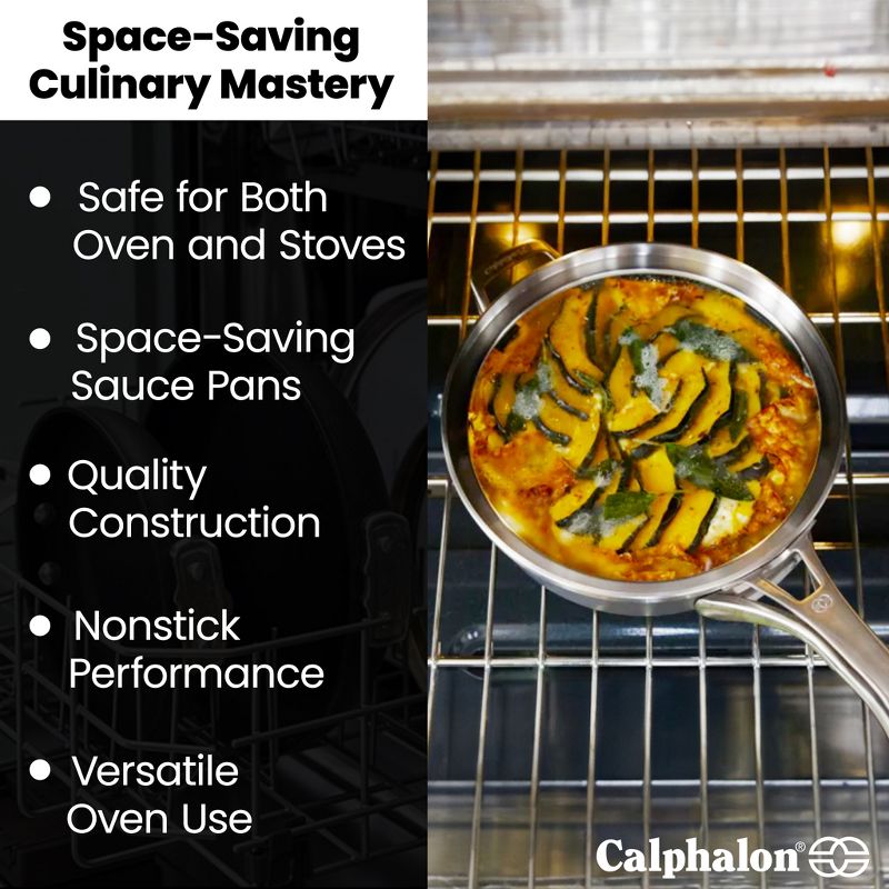 Calphalon Premier Space Saving 1.5 Quart Sauce Pan with Lid, Hard-Anodized Nonstick Cookware w/ MineralShield Technology, Dishwasher & Oven Safe, 2 of 7