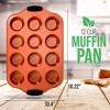 NutriChef 12 Cup Muffin Pan - Nonstick Carbon Steel Bake Pan w/ Black Silicone - 2 of 4