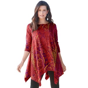 Roaman's Women's Plus Size Handkerchief Hem Ultimate Tunic - 1 of 4