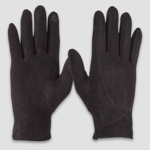 Isotoner Quilted Spandex Gloves - Black - 1 of 2