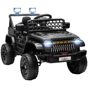 Qaba 12V Ride On Truck, Battery Powered Kids Electric Car with Spring Suspension, Remote, 3 Speeds, LED Headlights, Horn, USB Music - 1 of 4