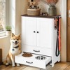 ORRD Dog Feeding Station with Double Door Locker, 2 Adjustable Stainless Steel Bowls & Storage, White - 2 of 4