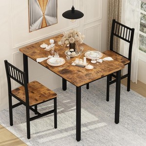 Hooseng 3-Piece Dining Room Table and Chairs Set for 2, Kitchen Table Set with 2 Chairs & MDF Broad Table for Small Space, Apartment - 1 of 4