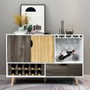 Costway Mid-Century Buffet Sideboard Wooden Storage Cabinet w/ Wine Rack & Glass Holder - 2 of 4