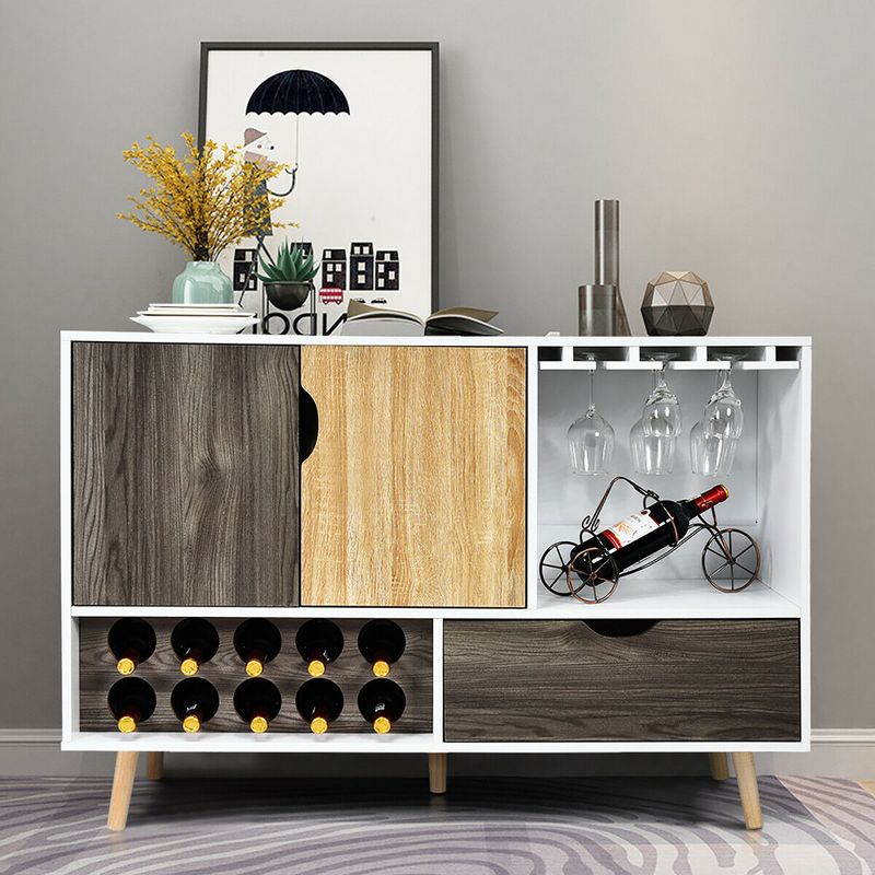 Costway Mid-Century Buffet Sideboard Wooden Storage Cabinet w/ Wine Rack & Glass Holder, 2 of 11