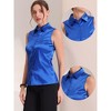 Allegra K Women's Satin Work Collar Sleeveless Button Down Shirts - 2 of 4