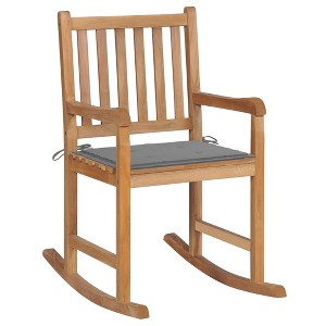 vidaXL Rocking Chair, Outdoor Rocking Chair with Cushion, Porch Rocker Patio Rocking Chair for Garden Balcony Backyard, Solid Wood Teak - 1 of 4