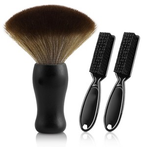 Aoibox 3 in 1 Barber Neck Duster Brush Set, Professional Hair Styling Tool with Nylon Bristles for Cleaning and Grooming (Black) - 1 of 4