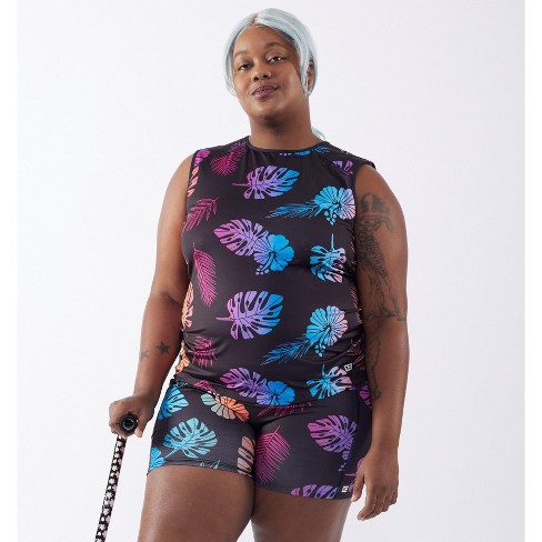 TomboyX Swim Tank, Bathing Suit Top Rash Guard UPF 50 Sun Protection, Plus  Size Inclusive (XS-6X) Tropadelic X Small