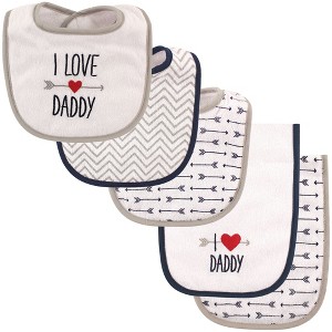 Luvable Friends Baby Boy Bib and Burp Cloth Set 5pk, Boy Daddy, One Size - 1 of 1