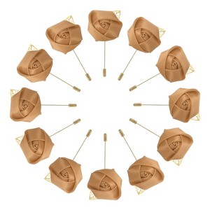 Unique Bargains Wedding Ceremony Anniversary Party Rose Groom Silk Metal Boutonnieres 12 Pcs - 1 of 3