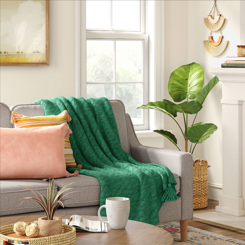 Textured Knit Throw Blanket with Tassels - Threshold™, 2 of 6