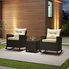 Tangkula 3 Piece Outdoor Rocking Set Rattan Rocking Chair Set w/ Tempered Glass Table Seat - 4 of 4