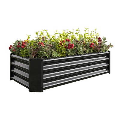 Lirago Rectangle Metal Raised Garden Bed 47.2"L x 24"W x 11.81"H, Galvanized Steel Planter Box for Vegetables, Flowers & Plants Black